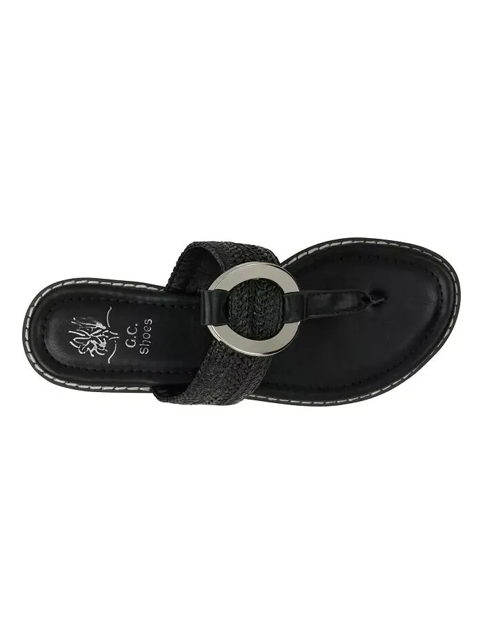 Женские плетеные сандалии на плоской подошве Jovie с ремешками GC Shoes — изображение 4 из 5, черный