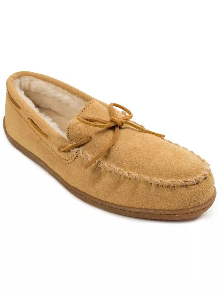 Мужские широкие тапочки на жесткой подошве с ворсовой подкладкой Minnetonka — изображение 1 из 4, бежевый