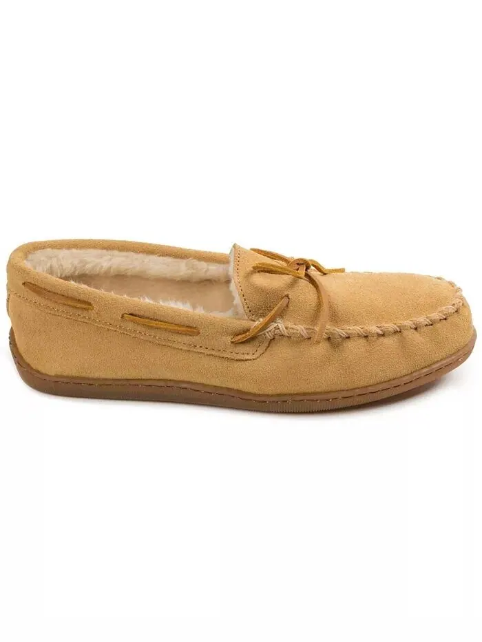 Мужские широкие тапочки на жесткой подошве с ворсовой подкладкой Minnetonka — изображение 2 из 4, бежевый