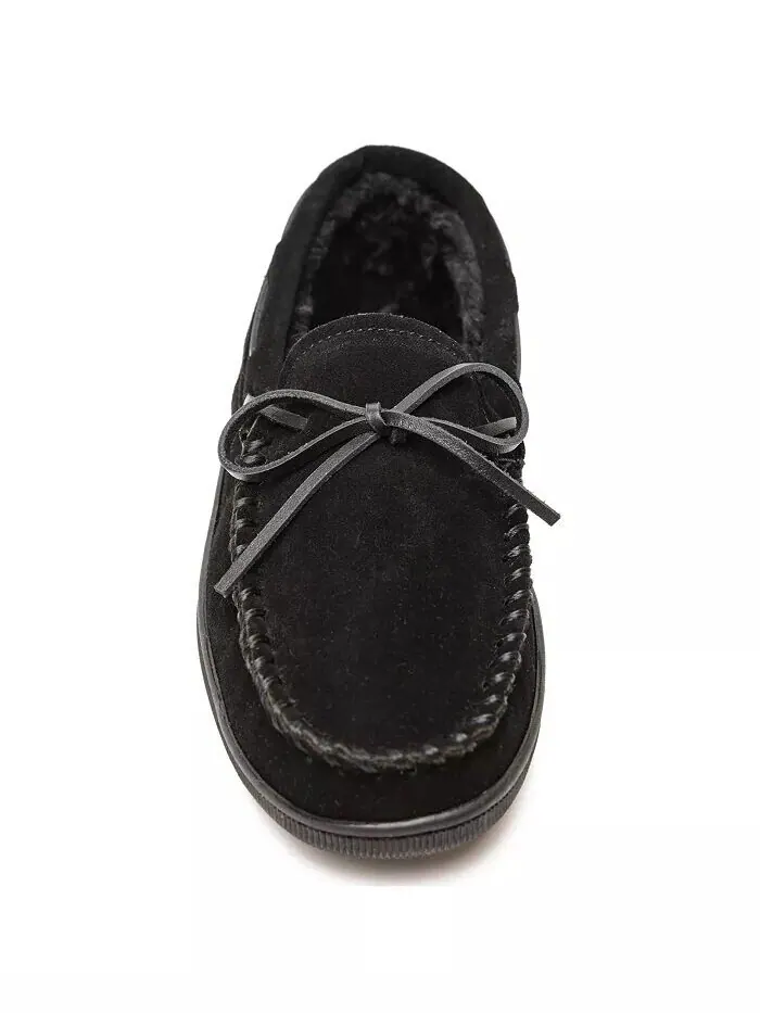 Мужские широкие тапочки на жесткой подошве с ворсовой подкладкой Minnetonka — изображение 2 из 3, черный