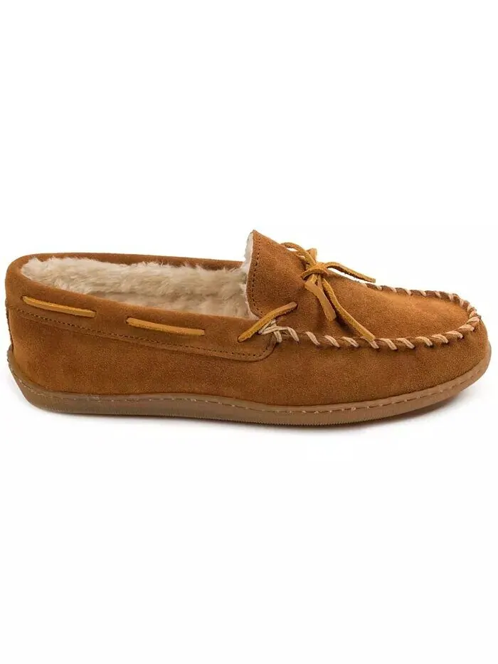 Мужские широкие тапочки на твердой подошве с ворсовой подкладкой Minnetonka — изображение 2 из 3, коричневый