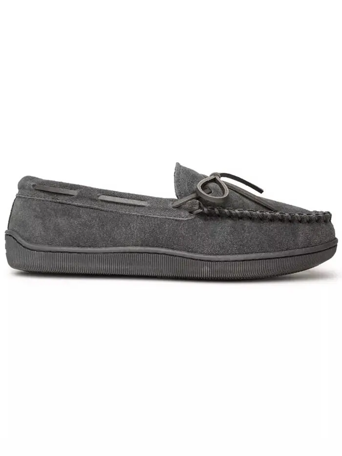 Мужские широкие тапочки на жесткой подошве с ворсовой подкладкой Minnetonka — изображение 2 из 3, темно-серый