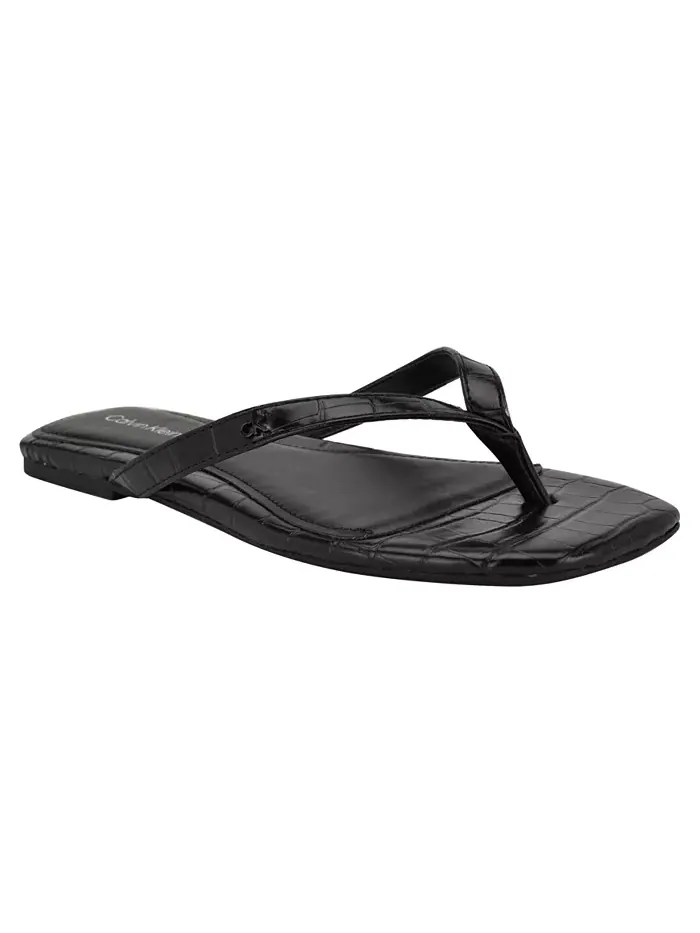 Вьетнамки женские Calvin Klein Stelea Croco 001 — изображение 1 из 5, черный