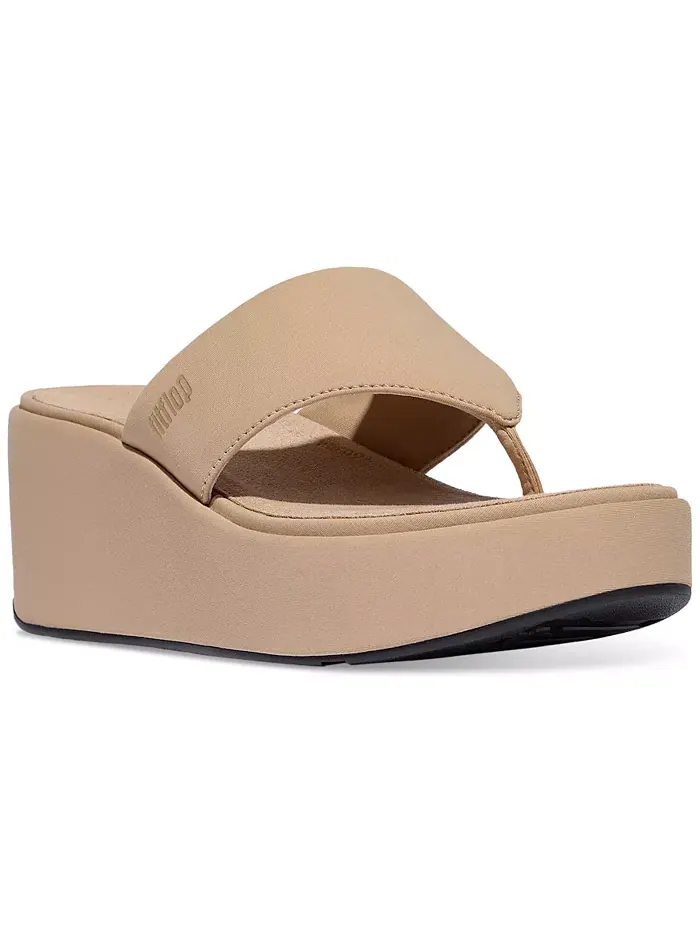 Женские сандалии-платформы Wedge Toe-Post FitFlop — изображение 1 из 9, классический бежевый