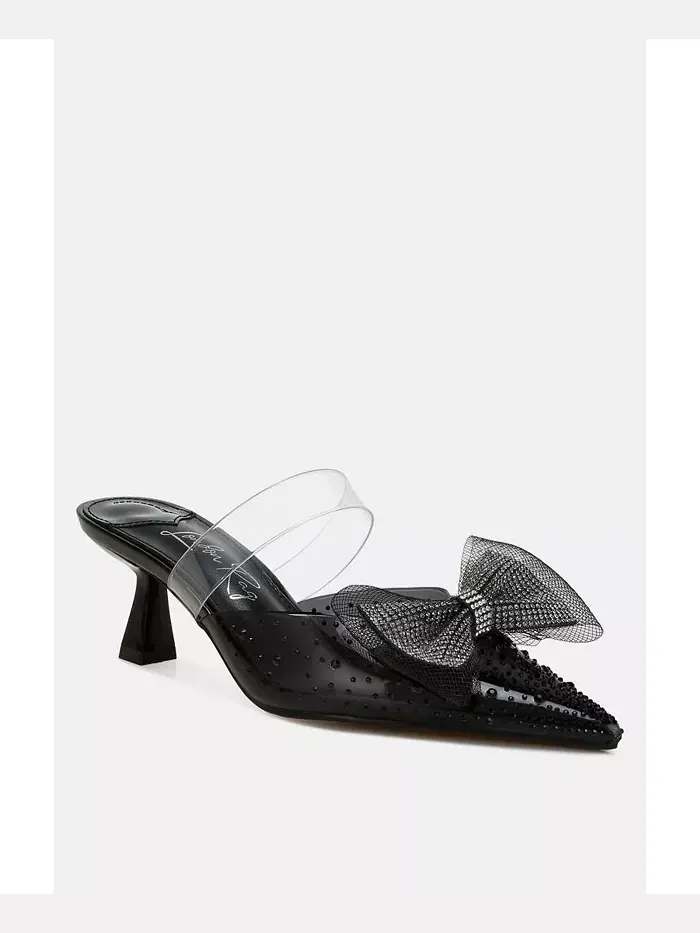 Туфли Freja Embellished Bow на низком каблуке с декоративным бантом London Rag — изображение 2 из 3, черный