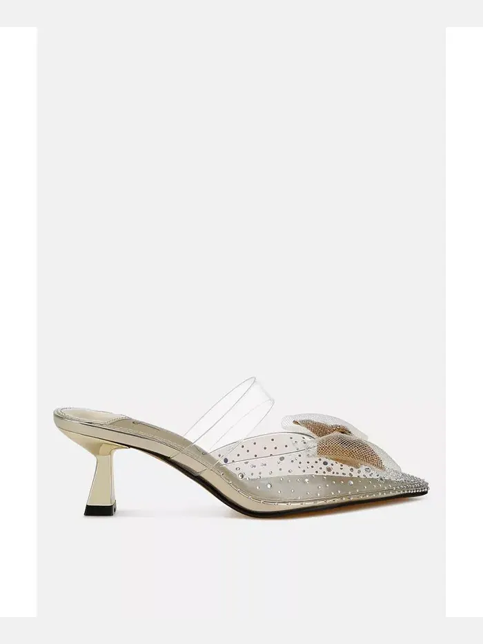 Туфли Freja Embellished Bow на низком каблуке с декоративным бантом London Rag — изображение 1 из 3, золото