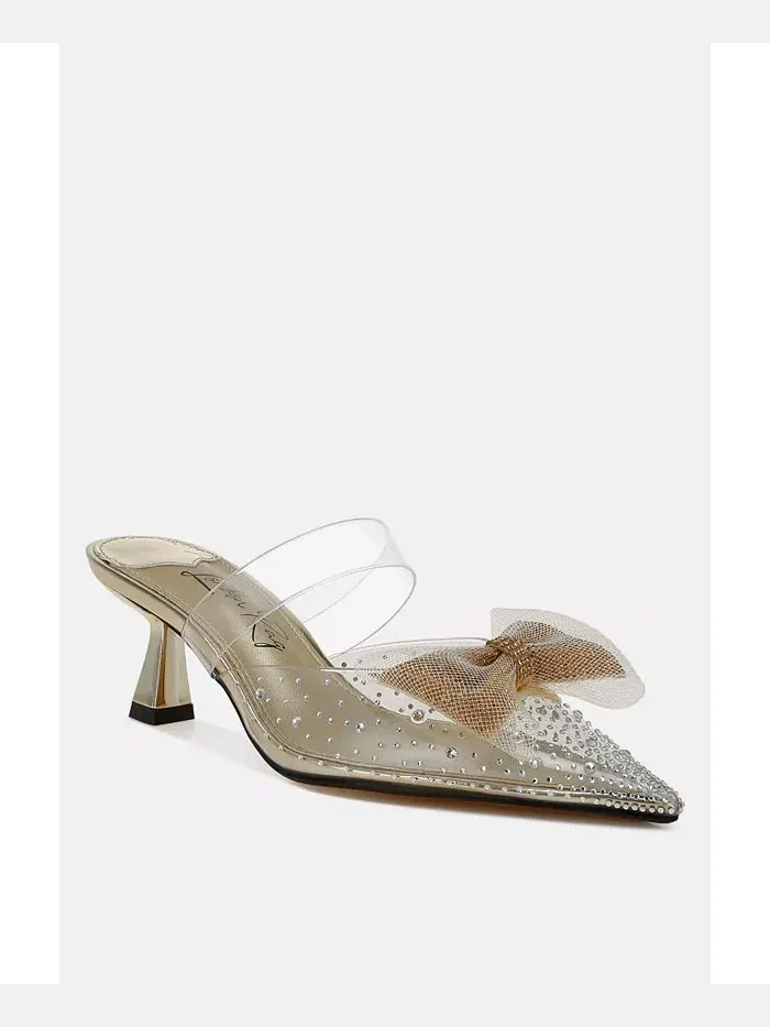 Туфли Freja Embellished Bow на низком каблуке с декоративным бантом London Rag — изображение 3 из 3, золото