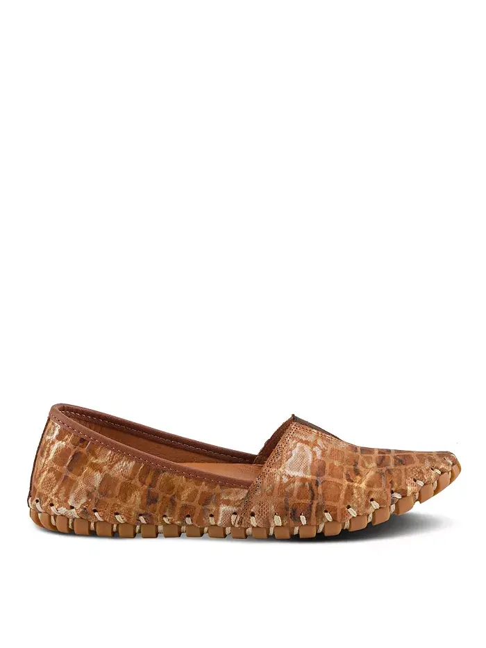 Kathaleta-Spice Metallic Croco Slip-On кожаные балетки со съемной стелькой и поддержкой свода стопы — изображение 5 из 6