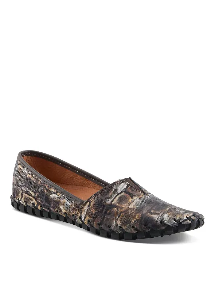 Kathaleta-Spice Metallic Croco Slip-On кожаные балетки со съемной стелькой и поддержкой свода стопы — изображение 1 из 6