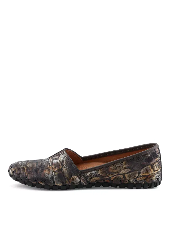 Kathaleta-Spice Metallic Croco Slip-On кожаные балетки со съемной стелькой и поддержкой свода стопы — изображение 2 из 6