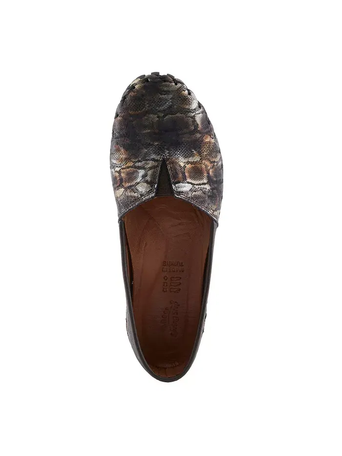 Kathaleta-Spice Metallic Croco Slip-On кожаные балетки со съемной стелькой и поддержкой свода стопы — изображение 3 из 6