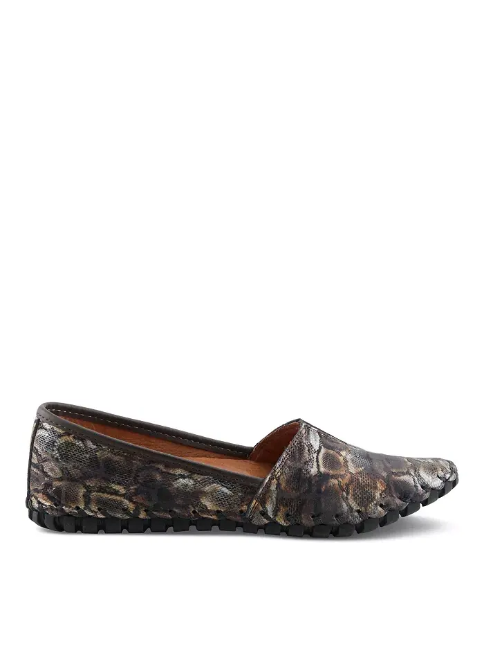 Kathaleta-Spice Metallic Croco Slip-On кожаные балетки со съемной стелькой и поддержкой свода стопы — изображение 5 из 6
