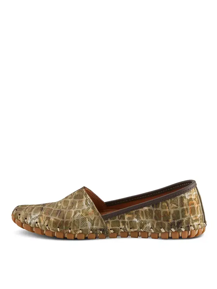Kathaleta-Spice Metallic Croco Slip-On кожаные балетки со съемной стелькой и поддержкой свода стопы — изображение 2 из 6