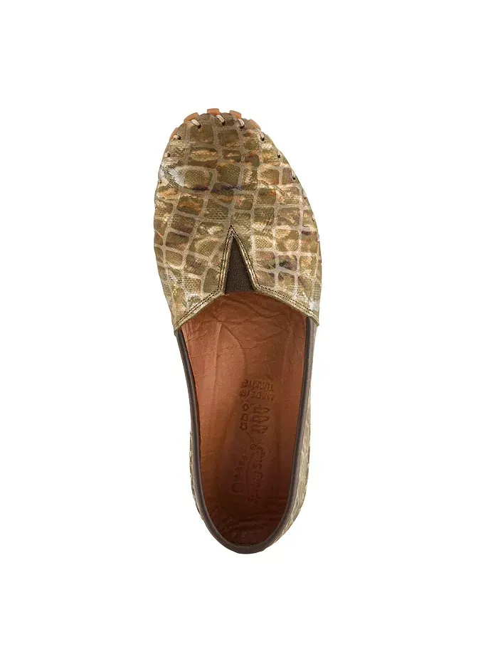 Kathaleta-Spice Metallic Croco Slip-On кожаные балетки со съемной стелькой и поддержкой свода стопы — изображение 3 из 6