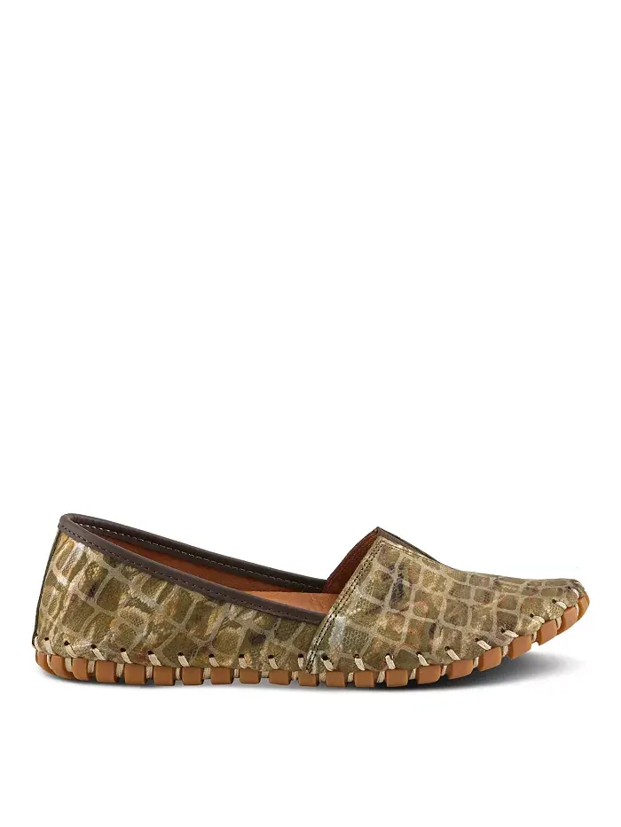 Kathaleta-Spice Metallic Croco Slip-On кожаные балетки со съемной стелькой и поддержкой свода стопы — изображение 5 из 6