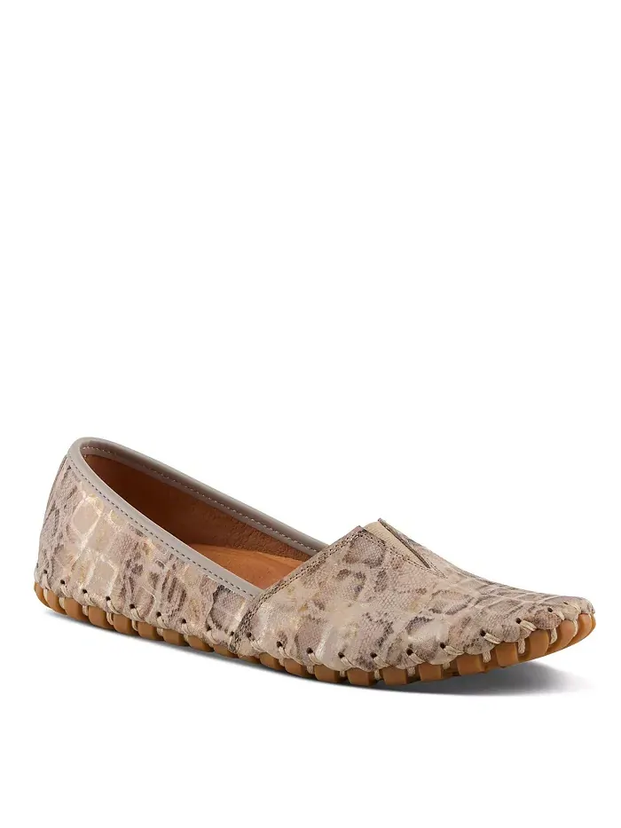 Kathaleta-Spice Metallic Croco Slip-On кожаные балетки со съемной стелькой и поддержкой свода стопы — изображение 1 из 6