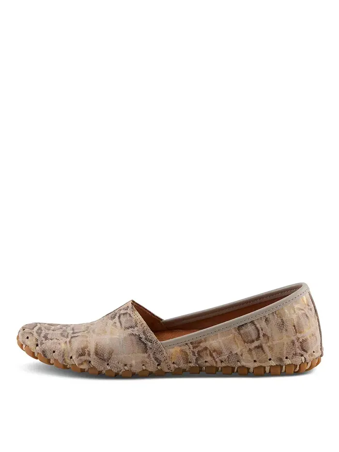Kathaleta-Spice Metallic Croco Slip-On кожаные балетки со съемной стелькой и поддержкой свода стопы — изображение 2 из 6