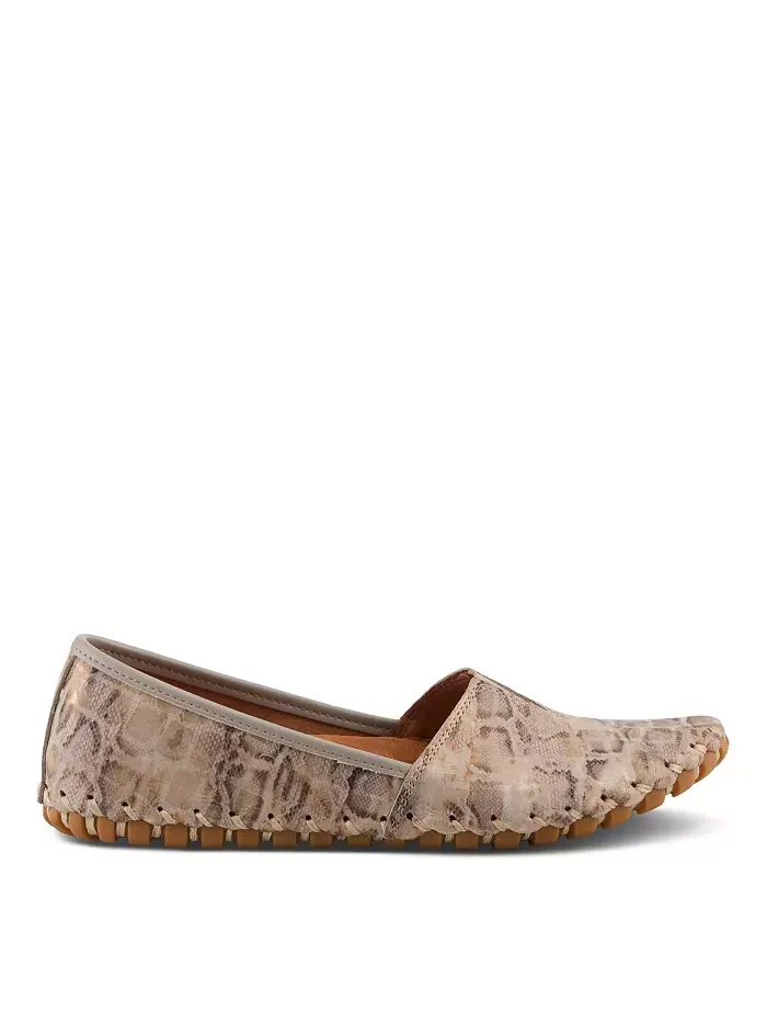 Kathaleta-Spice Metallic Croco Slip-On кожаные балетки со съемной стелькой и поддержкой свода стопы — изображение 5 из 6