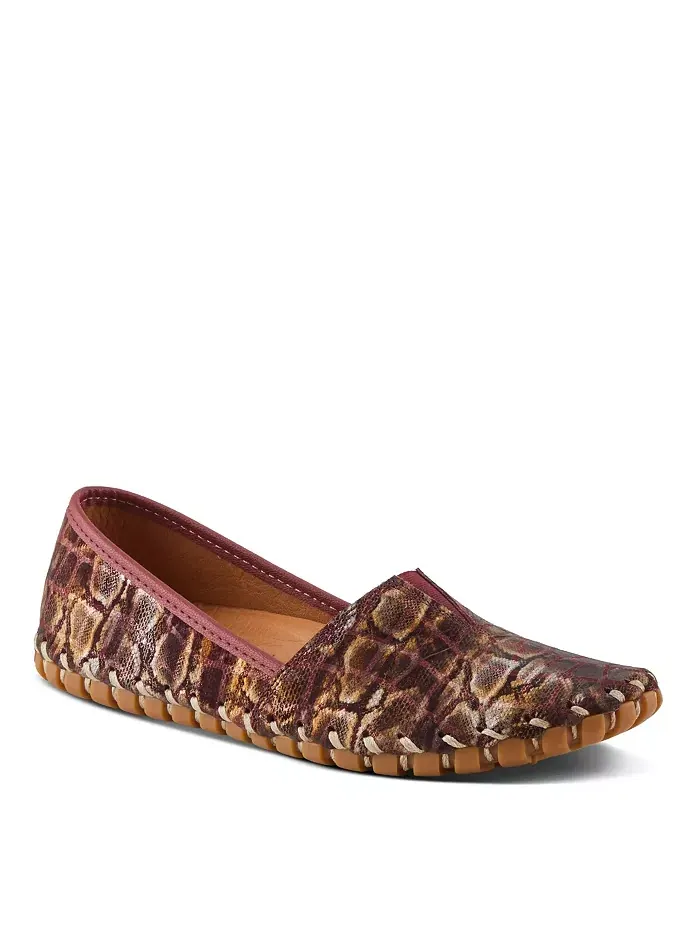 Kathaleta-Spice Metallic Croco Slip-On кожаные балетки со съемной стелькой и поддержкой свода стопы