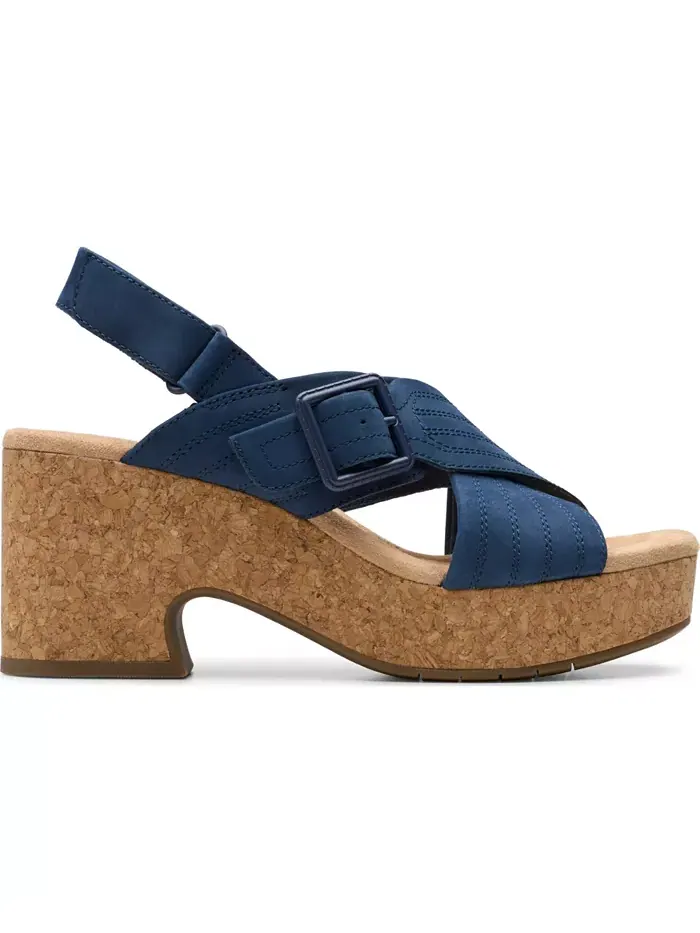 Сандалии Clarks Nerisa West на платформе с ремешками и пряжкой — изображение 2 из 8, темно-синий