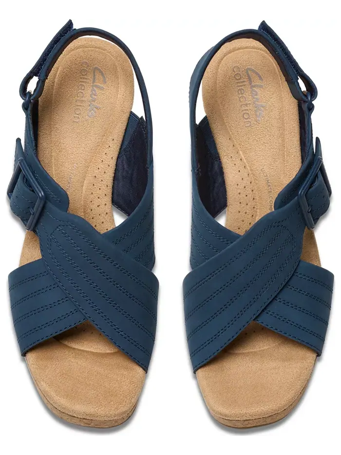 Сандалии Clarks Nerisa West на платформе с ремешками и пряжкой — изображение 7 из 8, темно-синий