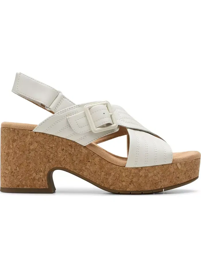 Сандалии на платформе Clarks Nerisa West, с ремешками и пряжкой — изображение 2 из 8, белый