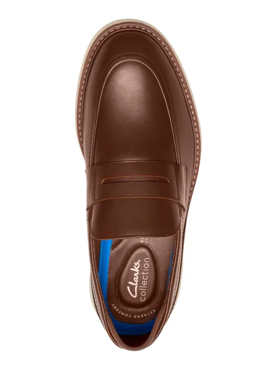 Лоферы мужские Clarks без шнурков, кожаные — изображение 4 из 6, бежевый