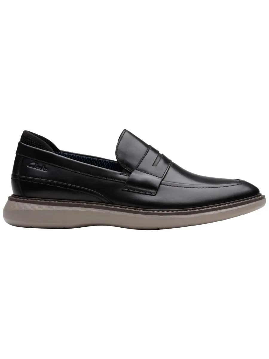 Лоферы мужские Clarks без шнурков, кожаные — изображение 2 из 6, черный
