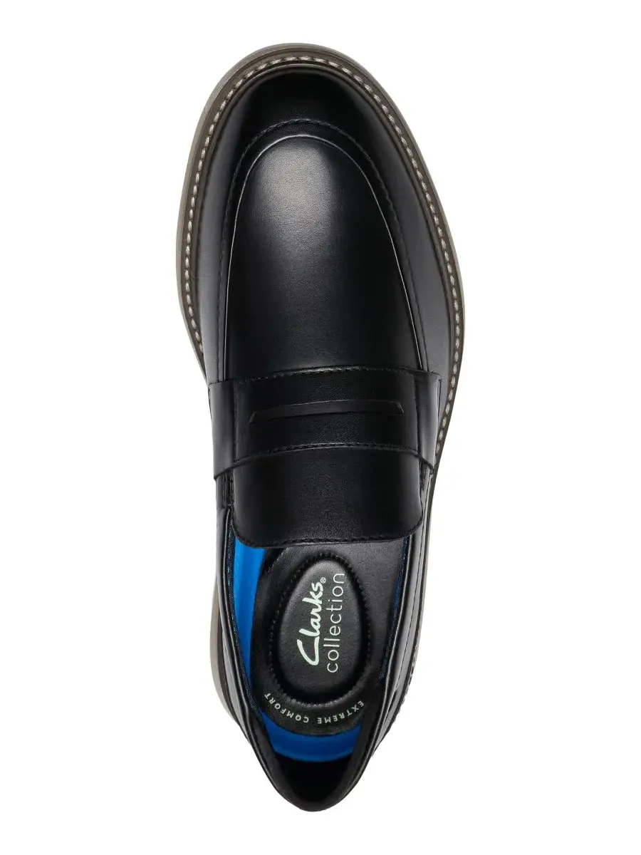 Лоферы мужские Clarks без шнурков, кожаные — изображение 4 из 6, черный