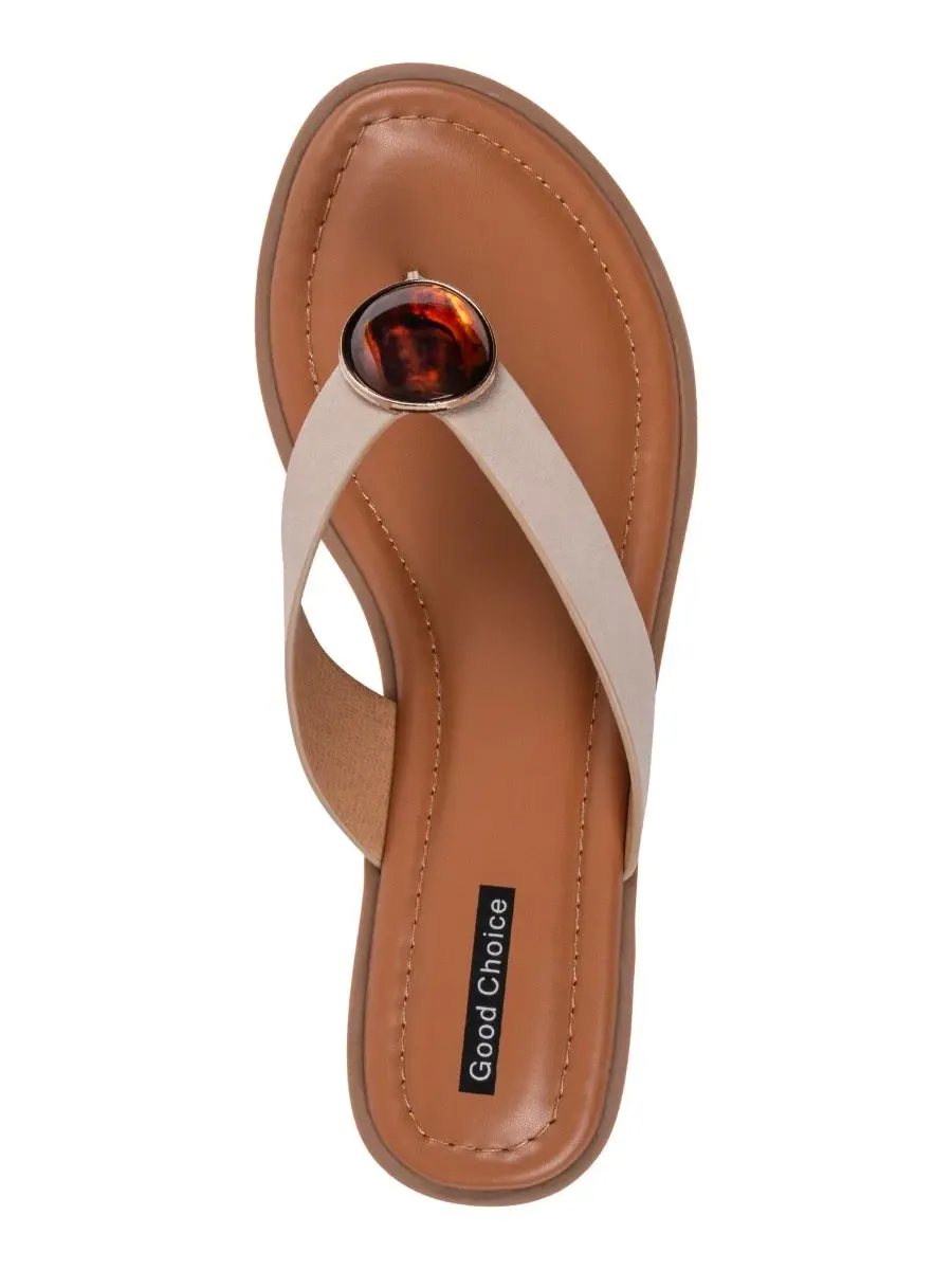 Женские сандалии на плоской подошве Jaylis Hardware GC Shoes — изображение 4 из 5, бежевый