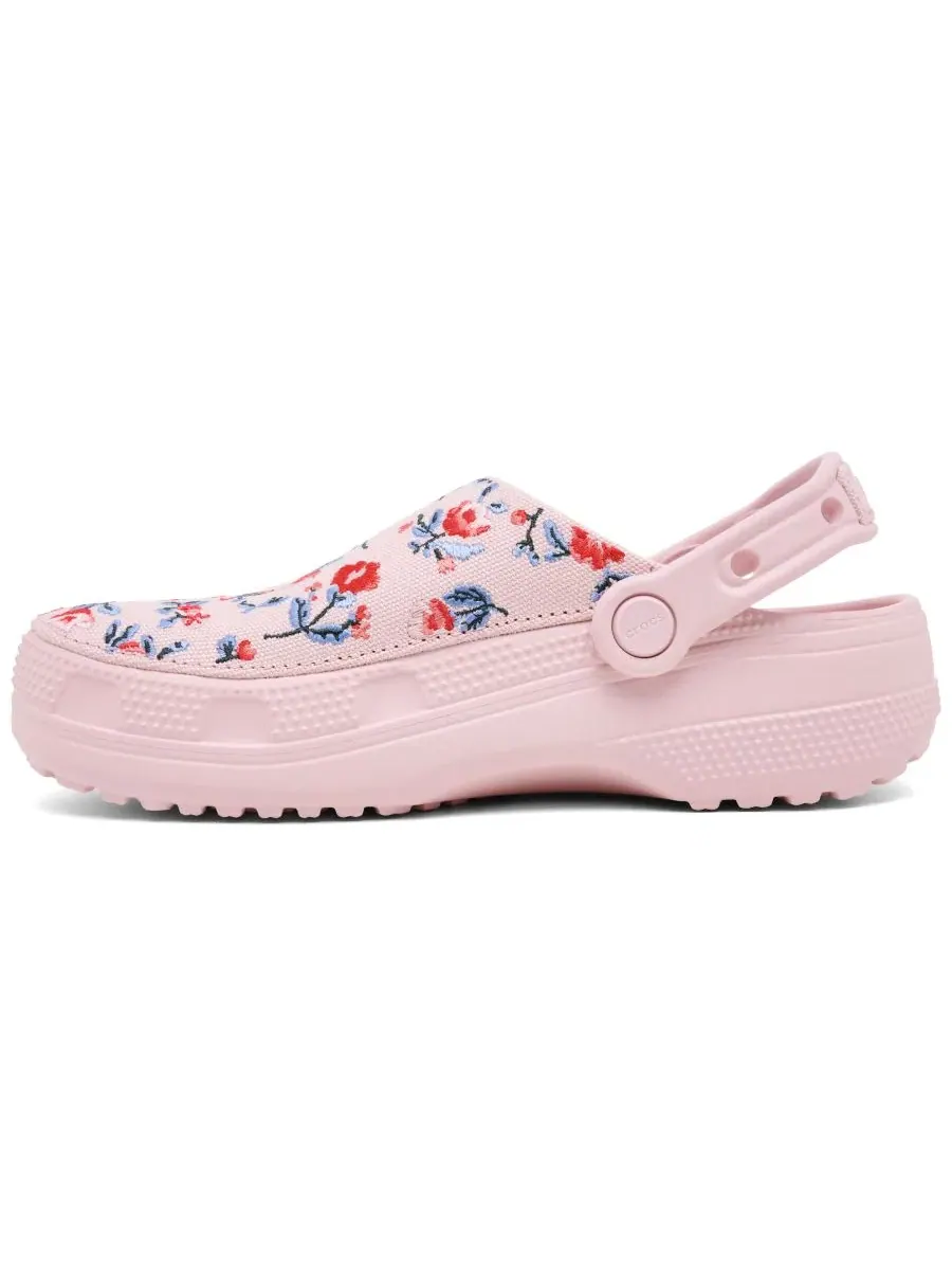 Женские клоги с цветочным принтом Classic Crafted Floral Crocs — изображение 3 из 6, розовый