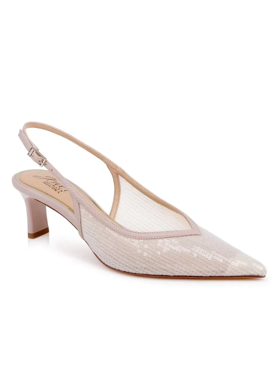 Туфли с острым носком и пряжкой Zabelle Jewel Badgley Mischka, Nude Matte — изображение 1 из 5, бежевый