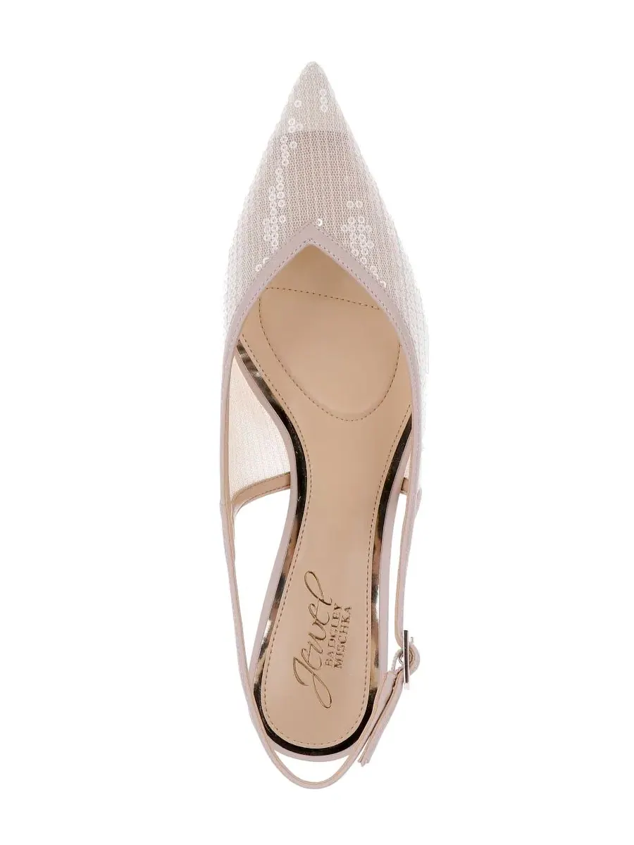 Туфли с острым носком и пряжкой Zabelle Jewel Badgley Mischka, Nude Matte — изображение 4 из 5, бежевый