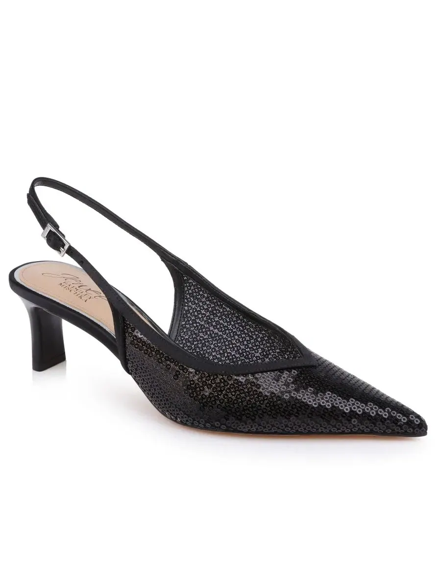 Туфли-лодочки Zabelle Slingback с острым мысом и пряжкой Jewel Badgley Mischka — изображение 1 из 5, черный