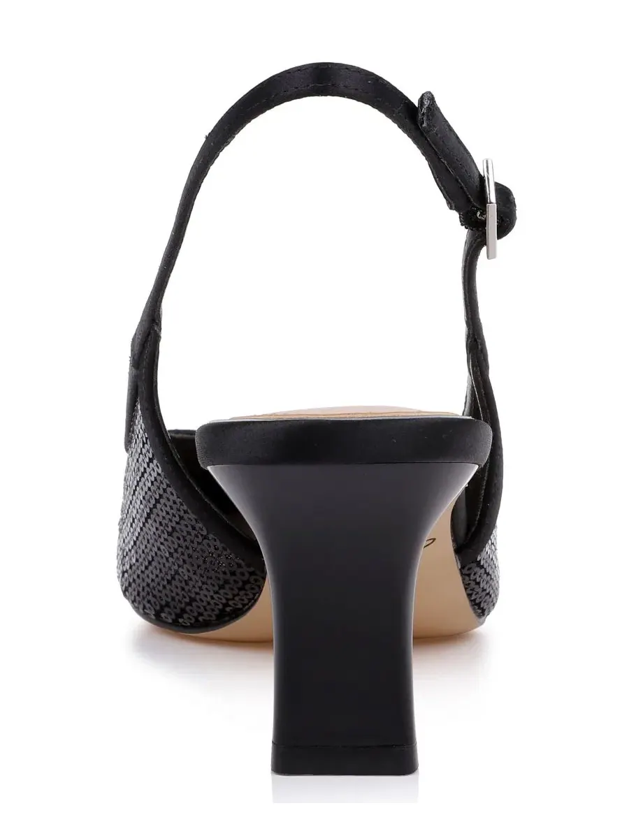 Туфли-лодочки Zabelle Slingback с острым мысом и пряжкой Jewel Badgley Mischka — изображение 3 из 5, черный