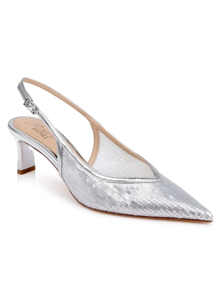 Туфли-лодочки с открытой пяткой Zabelle Slingback Dress Pumps Jewel Badgley Mischka — изображение 1 из 5