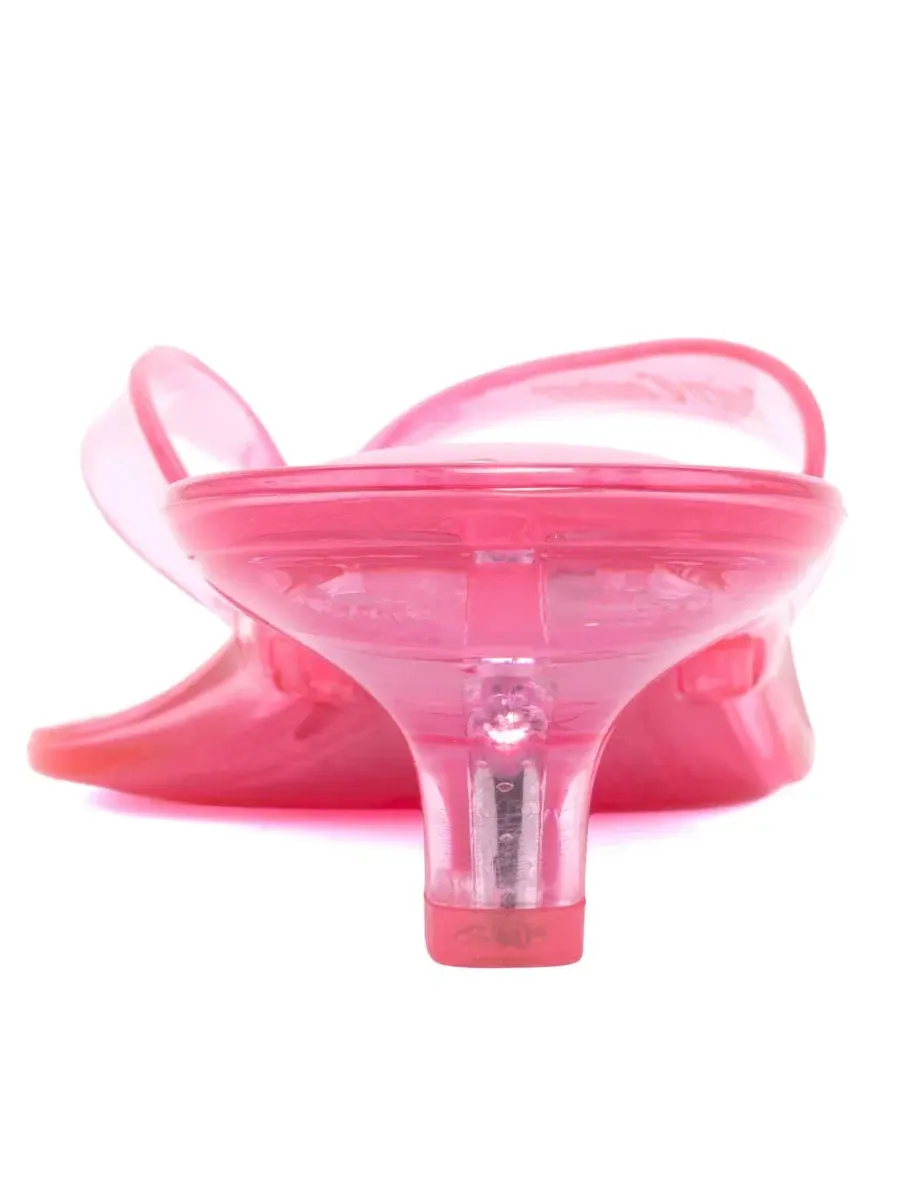 Сандалии-вьетнамки Juicy Couture с квадратным мысом, каблук-киттен 3,8 см — изображение 3 из 5, розовый