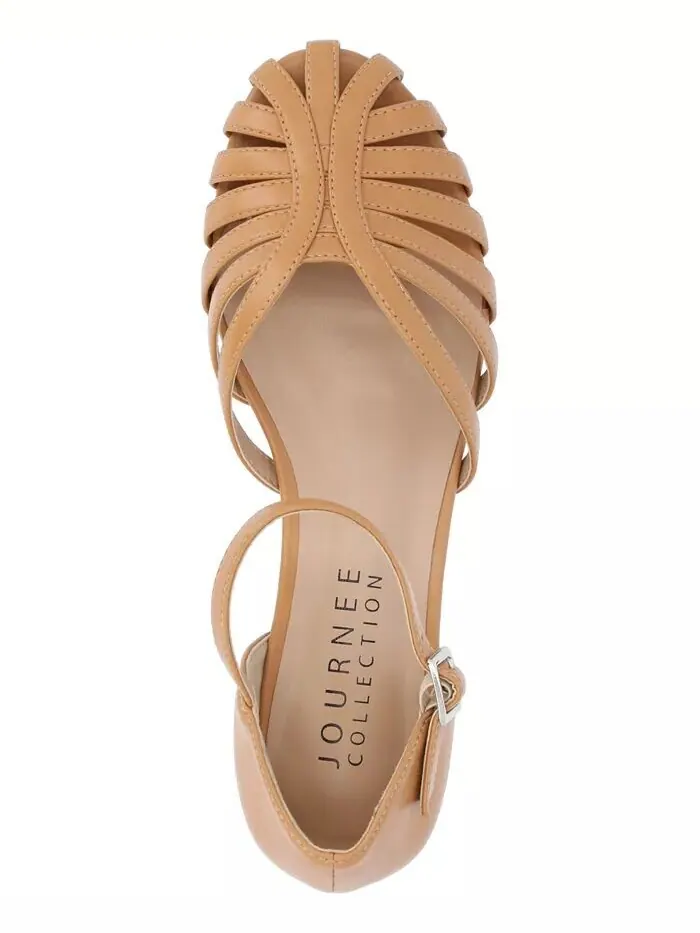 Женские туфли Joannah Fisherman Ankle Strap Flat Journee Collection — изображение 4 из 8, бежевый