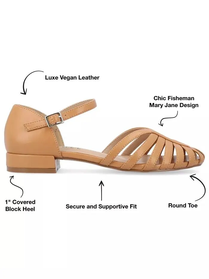 Женские туфли Joannah Fisherman Ankle Strap Flat Journee Collection — изображение 6 из 8, бежевый