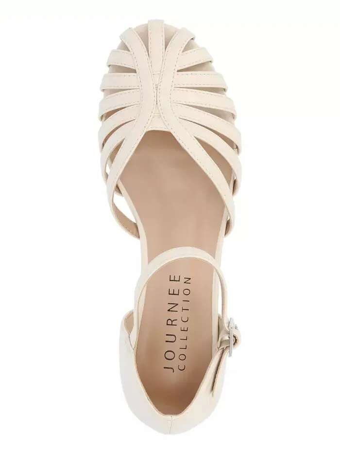 Женские туфли Joannah Fisherman Ankle Strap Flat Journee Collection — изображение 4 из 9, бежевый