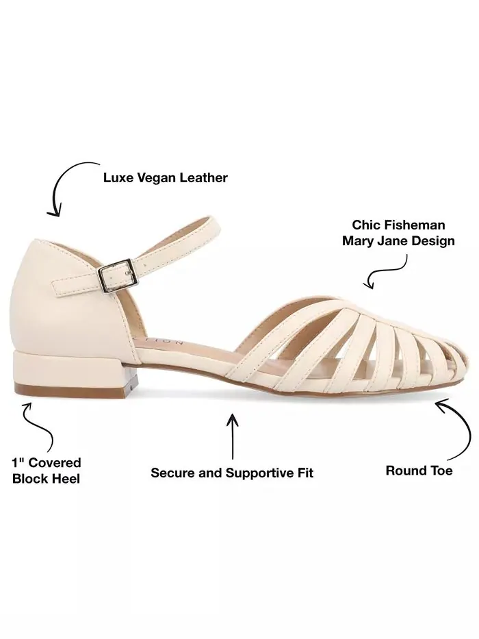 Женские туфли Joannah Fisherman Ankle Strap Flat Journee Collection — изображение 6 из 9, бежевый