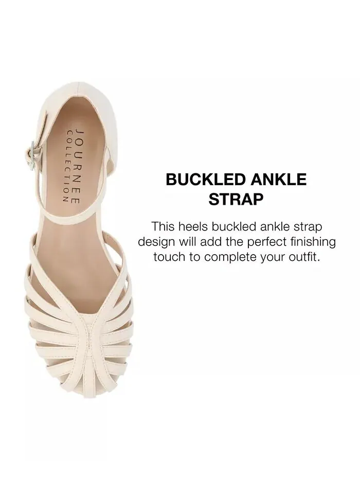 Женские туфли Joannah Fisherman Ankle Strap Flat Journee Collection — изображение 7 из 9, бежевый