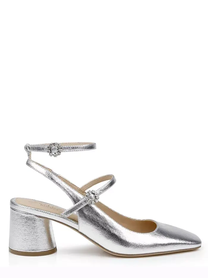Вечерние туфли Keilani Maryjane Jewel Badgley Mischka — изображение 2 из 9, серебристый металлик