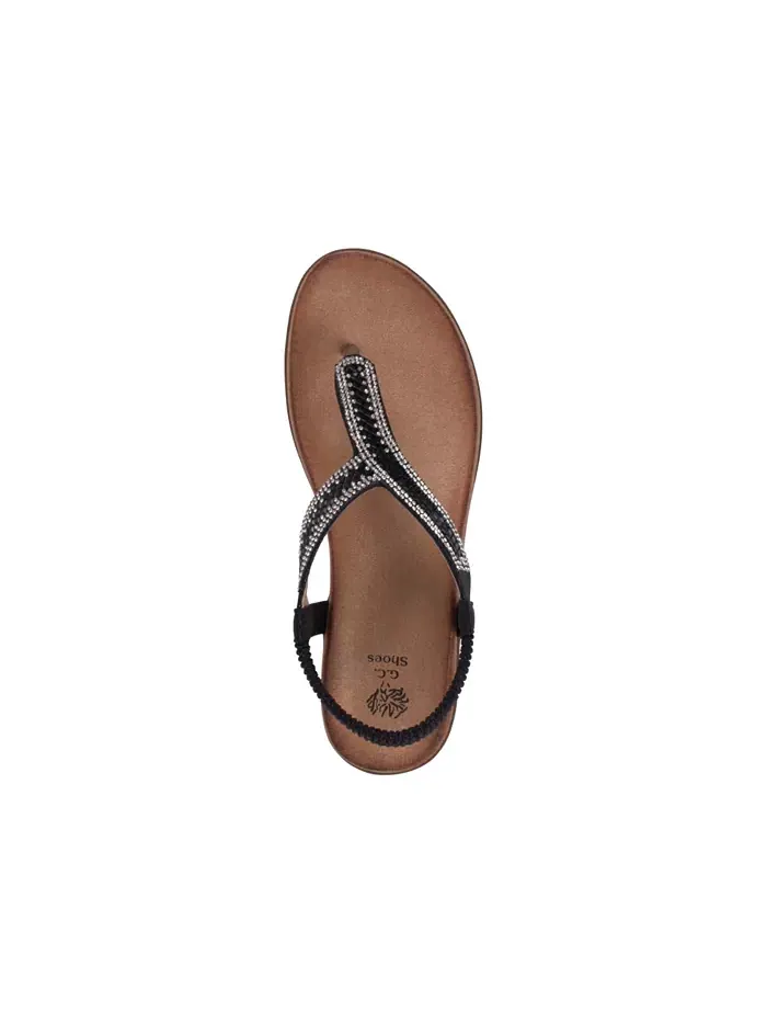 Женские плоские сандалии Lori с декором GC Shoes — изображение 4 из 5, черный