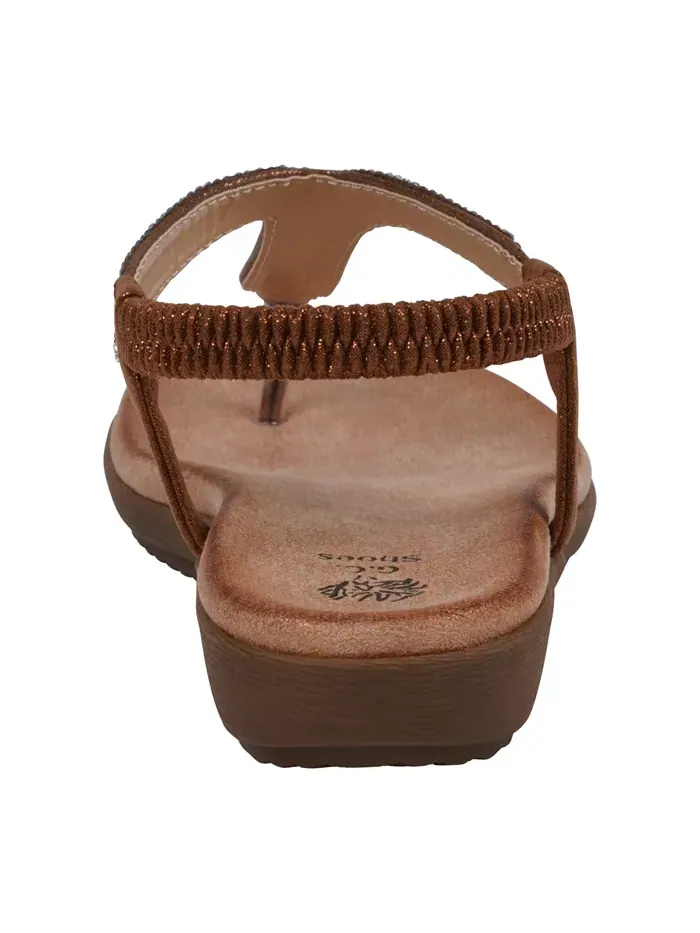 Женские плоские сандалии Lori с декором GC Shoes — изображение 3 из 5, золотистый