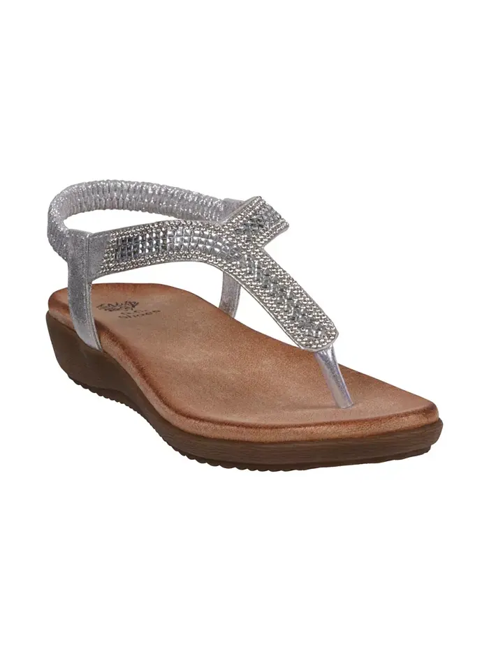 Женские плоские сандалии Lori с декором GC Shoes — изображение 1 из 5, серебряный