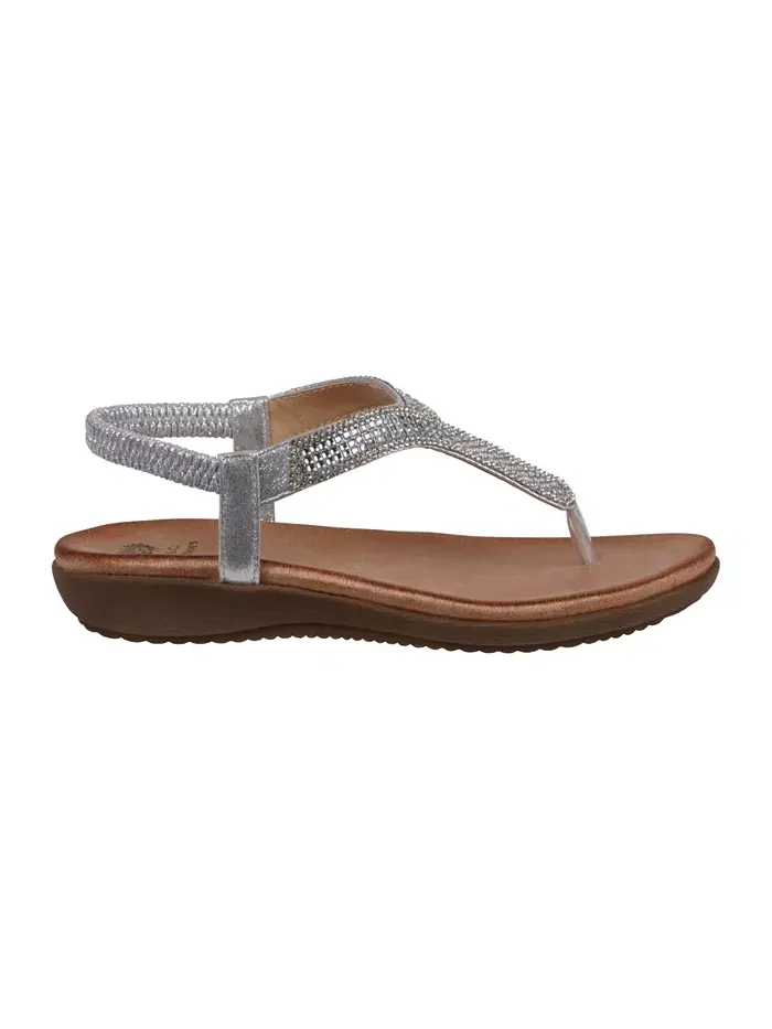 Женские плоские сандалии Lori с декором GC Shoes — изображение 2 из 5, серебряный