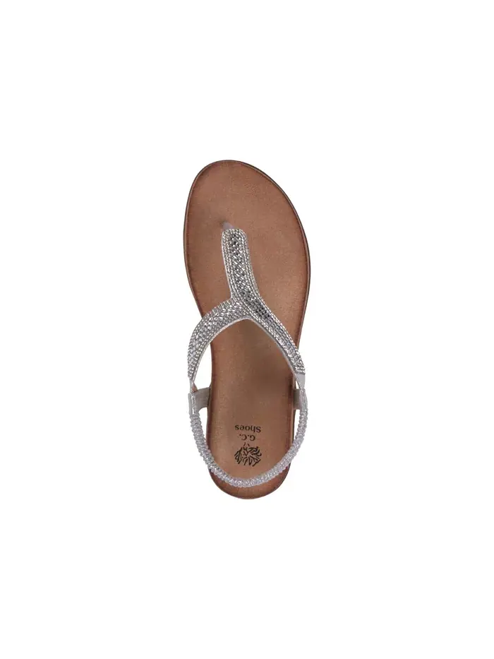 Женские плоские сандалии Lori с декором GC Shoes — изображение 4 из 5, серебряный