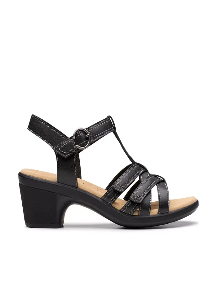 Босоножки Clarks Emily2 Rose на устойчивом каблуке из кожи — изображение 2 из 7, черный