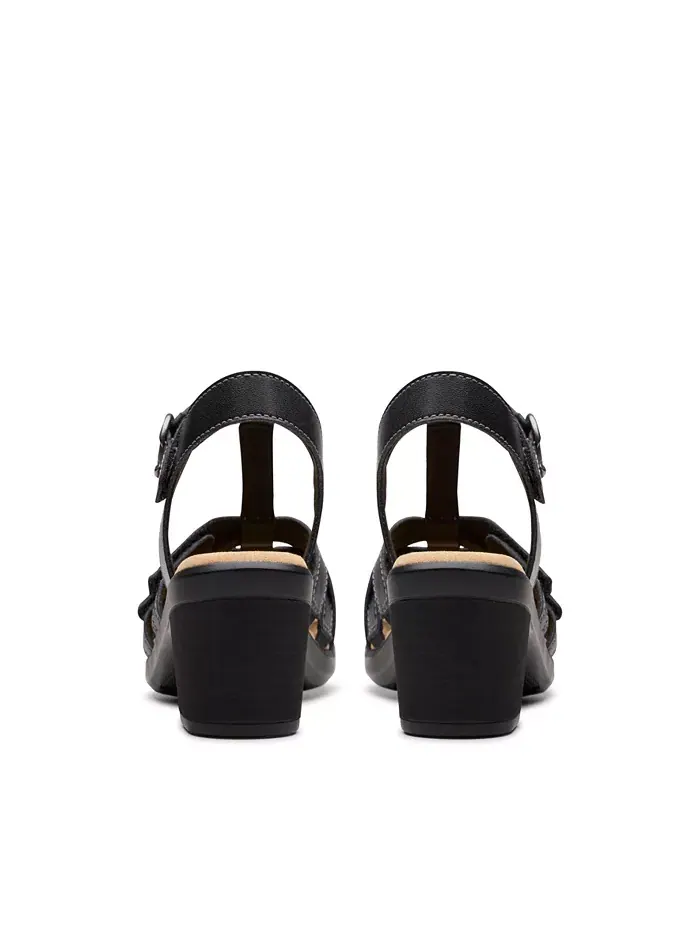 Босоножки Clarks Emily2 Rose на устойчивом каблуке из кожи — изображение 3 из 7, черный